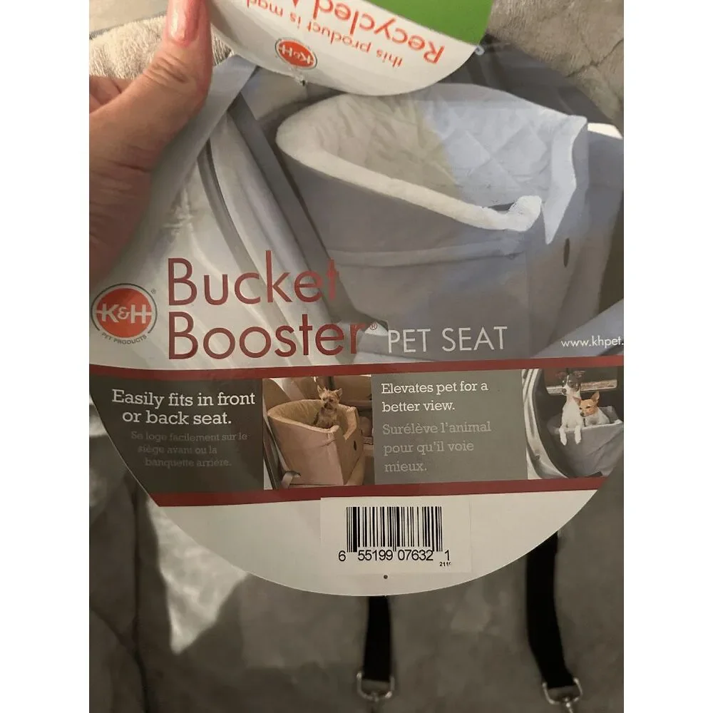 NWT K&H Bucket Booster Pet Dog Car Seat - Large in Gray